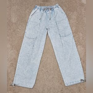 Light Blue Hickory Striped Drawstring Pants
